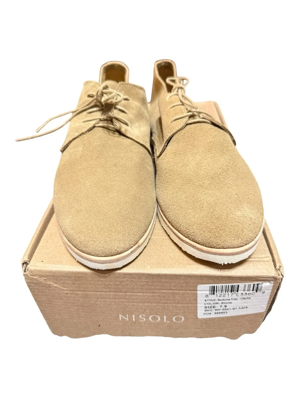 Nisolo Sedona Travel Derby Shoes | Women’s Size 7.5 | Stone | New in Box